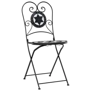 Mosaic Bistro Set Black and White Iron and Ceramic