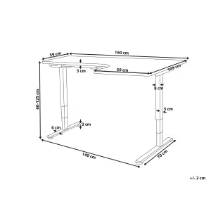 Adjustable Desk Electric Right Hand Dark Wood DESTINES