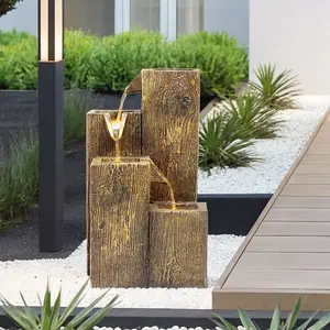 Freestanding Outdoor Garden Falls LED Water Fountain Water Feature Rockery Decor Solar Powered