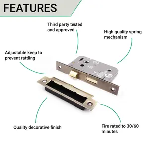 EAI Bathroom Lock 80mm / 57mm Backset ANTIQUE BRASS for Wooden Bathrooms Accepts 5mm Square Spindle CE UKCA & Fire Door App