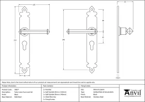 From The Anvil Black Tudor Lever Euro Lock Set