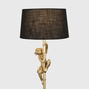 ValueLights Modern Gold Hanging Monkey Design Floor Lamp With Black Tapered Shade - Includes 6w LED Bulb 3000K Warm White