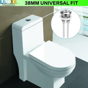 38mm Round Dual Push Toilet Flush Button, Plastic Chrome Plated Closestool Water Tank Replacement Dual Rod Push Cistern Standard P