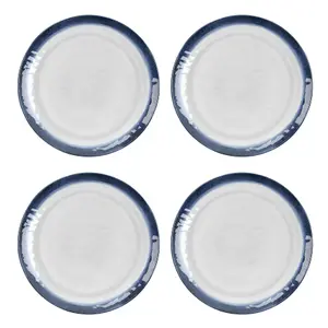 Purely Home Coastal Melamine Dinner Plates - Set of 4