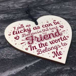 Red Ocean Best Friend Heart Friendship Friend Christmas Birthday Present Wooden Heart Plaque Gifts For Women