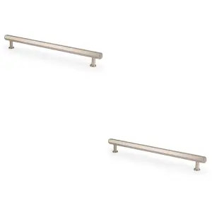 2 PACK - Industrial Hex T Bar Pull Handle - Satin Nickel 224mm Centres Kitchen Cabinet