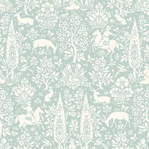 Crown Archives Woodland Wallpaper Duck Egg M1166