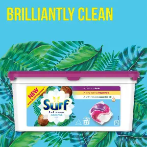 Surf 3-in-1 Washing Capsules Coconut Bliss, with Natural Essential Oil, 6pkx27W