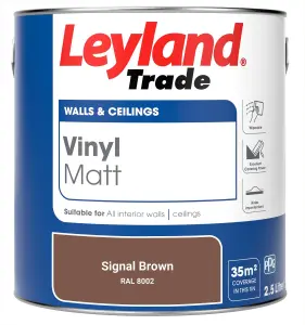 Leyland Trade Vinyl Matt Walls & Ceilings Emulsion Paint Signal Brown (RAL 8002) 2.5L