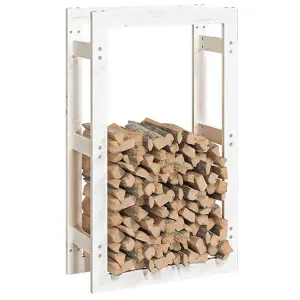 Berkfield Firewood Rack White 60x25x100 cm Solid Wood Pine