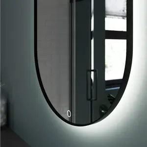 Sensio Nebula Matt Black Oval Wall-mounted Bathroom Illuminated mirror (H)80cm (W)50cm