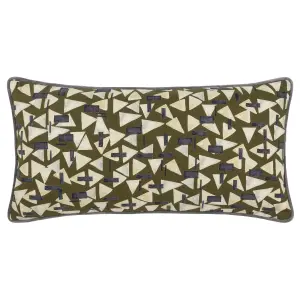 Hoem City Geometric Piped Feather Rich Cushion