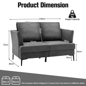 Costway Modern Upholstered 2-Seater Sofa Loveseat Couch w/ Padded Cushions