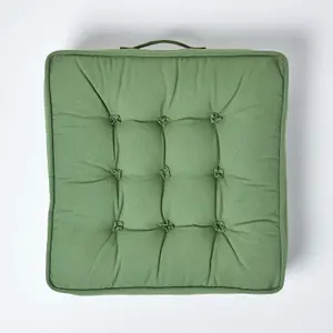 Homescapes Forest Green Cotton Armchair Booster Cushion