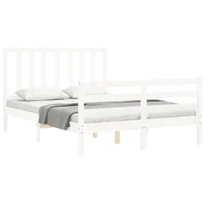 Berkfield Bed Frame with Headboard White 120x200 cm Solid Wood