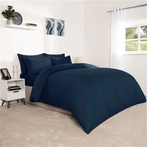 Brentfords Plain Duvet Cover Set - Navy, Single