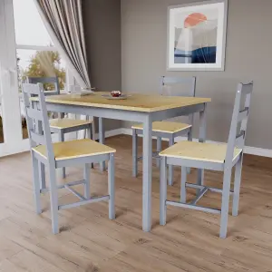 Vida Designs Yorkshire 4 Seater Dining Set, Grey & Pine