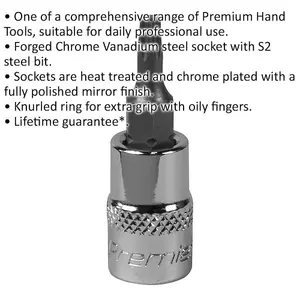 Premium T15 TRX Star Socket Bit - 1/4 Inch Drive with Knurled Grip