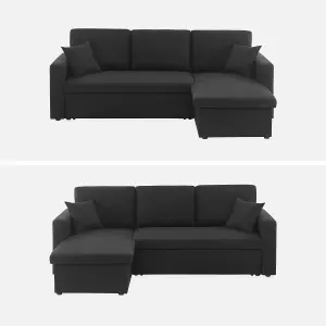 sweeek. 3-seater reversible corner sofa bed with storage Ida Black 219x84x68 cm