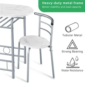 2 - Person Dining Set White/Silver / 76" H x 49" W x 42" D