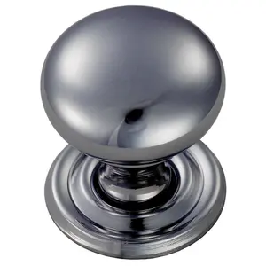 2x Round Victorian Cupboard Door Knob 32mm Dia Polished Chrome Cabinet Handle