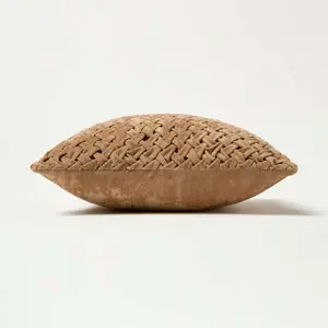 Homescapes Sofia Pleated Taupe Velvet Cushion