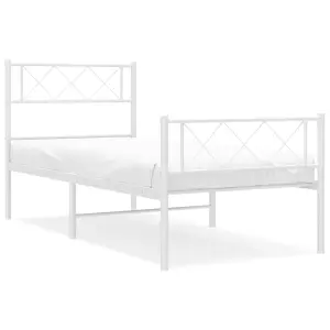 Berkfield Metal Bed Frame with Headboard and Footboard White 100x190 cm