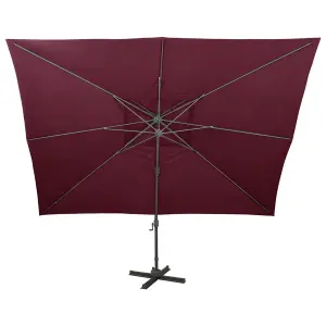 Berkfield Cantilever Umbrella with Double Top Bordeaux Red 400x300 cm