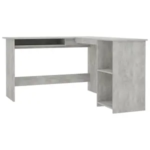 Berkfield L-Shaped Corner Desk Concrete Grey 120x140x75 cm Engineered Wood