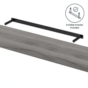 GoodHome Cusko Grey oak effect Rectangular Floating shelf (L)118cm x (D)23.5cm