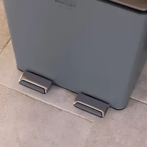 60L Double Compartment Grey Kitchen Bin Rubbish Waste Pedal Bin