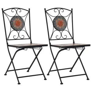 Berkfield Mosaic Bistro Chairs 2 pcs Orange/Grey