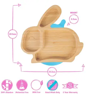 Tiny Dining Rabbit Bamboo Suction Plate - Pastel Pink