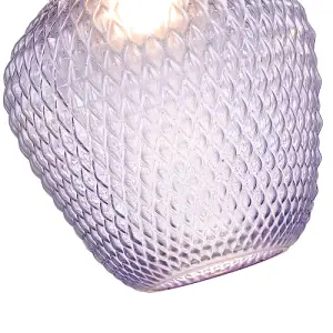 Designer Soft Lilac and Purpler Curvy Diamond Etched Glass Pendant Lamp Shade