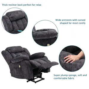 Power Massage Lift Recliner Chair with Heat & Vibration for Elderly, Antiskid Fabric Sofa Contempoary Overstuffed Design