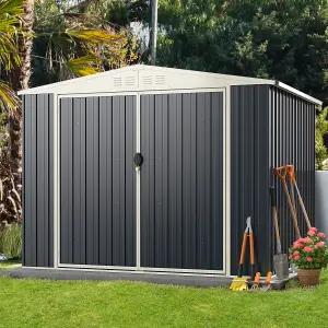 COSTWAY 7.5 X 6 FT Metal Outdoor Storage Shed Snap-on Structures Utility Tool Shed