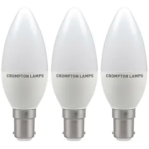 Crompton Lamps LED Candle 5W B15 Dimmable Warm White Opal (40W Eqv) (3 Pack)