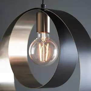 Luminosa Cal Single Pendant Light Brushed Nickel Plate, Matt Black