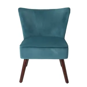 Zorita Teal Velvet effect Occasional chair (H)830mm (W)650mm (D)715mm