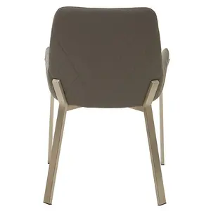 Grey Dining Chair with Flared Back, Curved Back Accent Arm Chair for Dining, Silver Finished Angular Legs