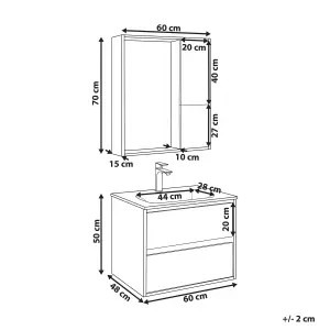 Bathroom Vanity Set with Mirrored Cabinet 60 cm Light Wood and Grey TERUEL