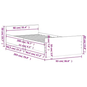 Berkfield Bed Frame Concrete Grey 90x200 cm Engineered Wood