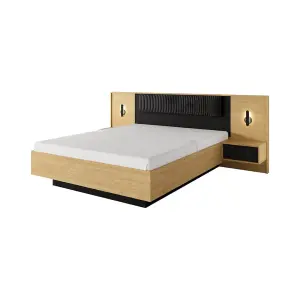 Elegant Oak Baltic & Black Ottoman Bed H1020mm W1670mm L2100mm - EU King with Underbed Storage