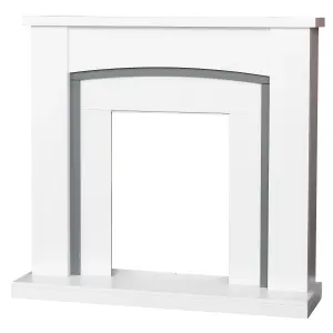 Adam Chilton Fireplace in Pure White and Grey, 39 Inch