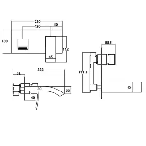 Tyrell Polished Chrome Wall-mounted Basin Mixer Tap