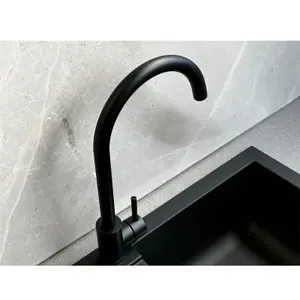 Reginox Taravo MB Single Lever Swan Neck Matt Black Kitchen Mixer Tap