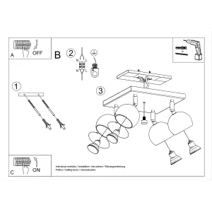 Oculare Steel White 4 Light Classic Ceiling Light