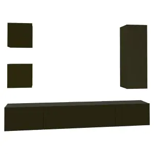 Berkfield 5 Piece TV Cabinet Set Black Engineered Wood