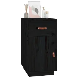 Berkfield Desk Cabinet Black 40x50x75 cm Solid Wood Pine