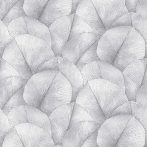 Galerie Kumano Grey Repeatable Palm Leaf 4-Panel Wallpaper Mural